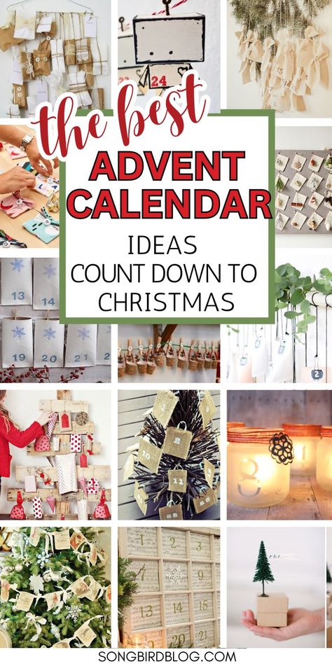 Long grid of Christmas countdown calendar ideas. Text overlay: the best advent calendar ideas count down to Christmas. Quilted Advent Calendar Ideas Diy, Advent Calendar For Baby, Retirement Countdown Ideas Calendar, Countdown To Christmas Diy, Count Down To Christmas Ideas Diy, Fabric Advent Calendar Diy, Diy Xmas Advent Calendar, Countdown Calendar Ideas, Best Advent Calendar