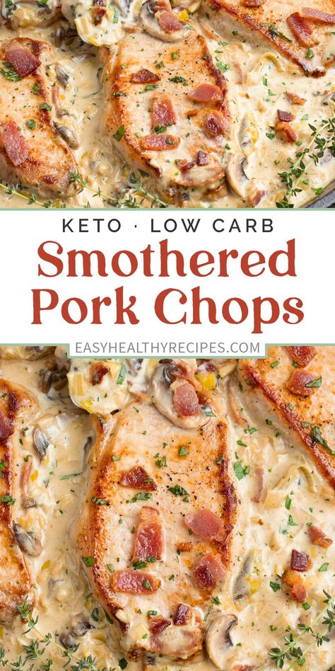 Keto Quiche, Low Carb Pork, Healthy Low Carb Dinners, Smothered Pork, Breakfast Low Carb, Smothered Pork Chops, Keto Pancakes, Healthy Low Carb Recipes, Keto Recipes Dinner