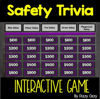 Safety Trivia Interactive GameThis interactive Safety Trivia Game is designed to help students reflect on a variety of safety areas including fire safety, bike safety, water safety, street safety, and playground safety. Play this game as a class, or in small groups. It includes 25 questions and 5 final questions. It is sure to get your students engaged and thinking fast!***You must have PowerPoint on your computer in order for this game to work! Looking for great Health Units to enrich student l Health And Safety Games For Work, Safety Games For Workplace, Safety Games For Kids, Fire Safety Games, Safety Town, Street Safety, Safety Games, Computer Safety, Safety Crafts