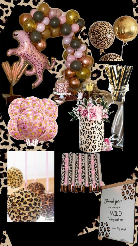 Cheetah Print Sleepover, Leopard Print Balloons, Leopard Decorations Party, Pink Cheetah Print Birthday Party Ideas, Party Animal Birthday Theme Adult, Cheetah Print Party Ideas, Leopard Print Party Theme, Cheetah Themed Birthday Party, Cheetah Print Birthday Party Ideas