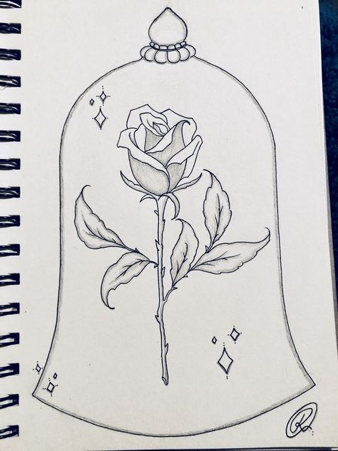 Hur Man Ritar Blommor, Beauty And The Beast Drawing, Drawing Bts, Beauty And The Beast Rose, Disney Character Drawings, Disney Drawings Sketches, Cute Disney Drawings, Disney Art Drawings, Rose Drawing