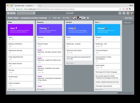 Trello inspiration for remote teams: How we organize ourselves at Buffer #remotework #trello #buffer #bufferblog #organization Trello Board Inspiration, Trello Ideas, Study Planner Free, Trello Templates, Life Goals Pictures, Board Template, Small Business Planner, Media Planner, Social Media Planner