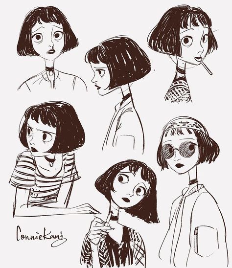 Character Design For Comics, Cute Character Reference, Leon The Professional Fanart, Illustration Art Style Inspiration, Professional Character Design, Cartoons Art Style, Cartoon Sketches Character Design Animation, Character Looking Up, Character Design Concept