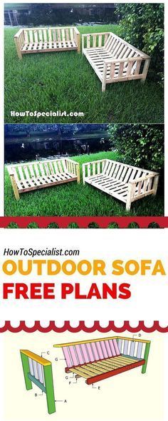 Ideas Para Decorar Jardines, Diy Patio Ideas, Outdoor Furniture Plans, Outdoor Couch, Pallet Outdoor, Diy Sofa, Pallet Furniture Outdoor, Free Plans, Pallet Ideas