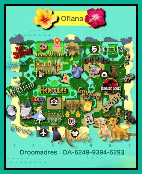 Disney Acnh Designs, Acnh Riverside Idea, Animal Crossing Treasure Island Codes, Treasure Island Animal Crossing, Animal Crossing Treasure Island, Acnh Plaza Idea, Animal Crossing Island Themes, Disney Acnh, Kawaii Island