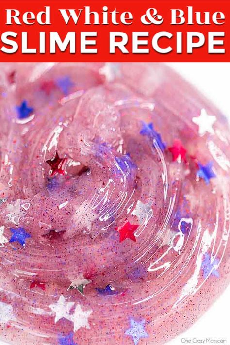 Our kids are crazy over slime and this 4th of July Slime diy is full of all things red, white and blue. Try this patriotic slime for a fun activity. Easy To Make Slime, How To Make Floam, Ways To Make Slime, How To Make Glue, All Things Red, Homemade Playdough Recipe, Easy Slime Recipe, Homemade Bubbles, Slime Diy