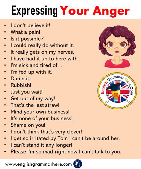 Expressing Your Anger in English, How to Express You Anger - English Grammar Here Tatabahasa Inggeris, Materi Bahasa Inggris, English Speaking Skills, Teaching English Grammar, English Learning Spoken, Essay Writing Skills, Conversational English, English Vocab, Learn English Grammar