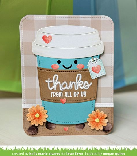 Coffee Cup Gift Card Holder Intro Video - Lawn Fawn Coffee Cup Gift Card Holder, Megan Quinn, Coffee Gift Card Holder, Coffee Gift Card, Lawn Fawn Blog, Coffee Gifts Card, Cool Tree Houses, Lawn Fawn Cards, Coffee Cards