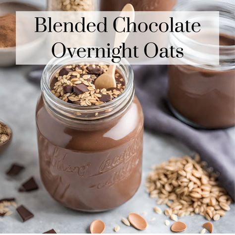 Blended Chocolate Overnight Oats - Mom Nutritionist Mom Nutritionist, Chocolate Overnight Oats Recipe, Rolled Oats Recipe, Oats With Yogurt, Oats Recipes Breakfast, Overnight Oats With Yogurt, Best Overnight Oats Recipe, Chocolate Overnight Oats, Protein Overnight Oats