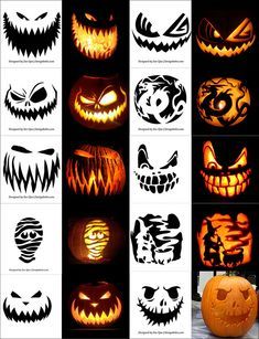 Printable Pumpkin Carving Stencils, Labu Halloween, Stencils Ideas, Läskig Halloween, Halloween Pumpkin Stencils, Cute Pumpkin Carving, Scary Halloween Pumpkins, Halloween Pumpkin Carving Stencils, Creative Pumpkin Carving