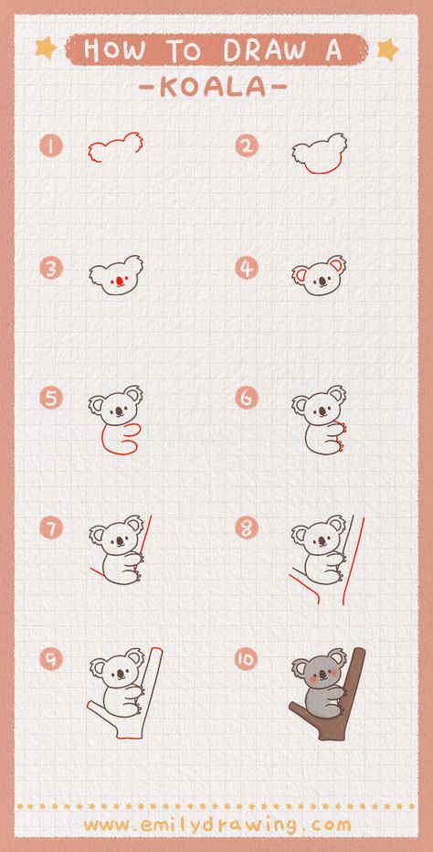 Setp by Step tutorial on how to draw a koala. FREE download the Printable drawing guide and coloring page,Click to Get! #drawing #howtodrawakoala #koala #learntodraw #howtodraw How To Draw A Koala Step By Step, How To Draw A Koala, Koala Drawing Sketches, Koala Drawing Easy, Heading Design Ideas For Project, Cute Koala Drawing, Koala Doodle, Draw A Koala, Animal Drawing Tutorial