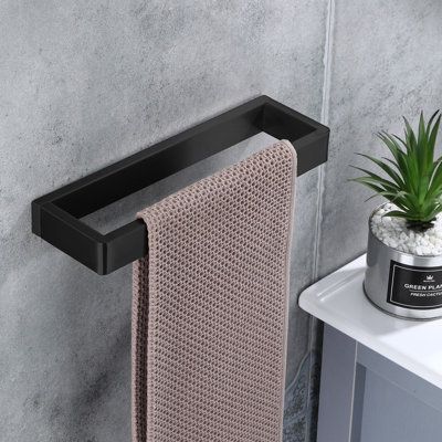 Black Towel Rail, Black Towel Bar, Mounted Towel Rack, Towel Bar Bathroom, Wall Mounted Towel Rack, Steel Paint, Towel Holder Bathroom, Black Towels, Bathroom Hardware Set