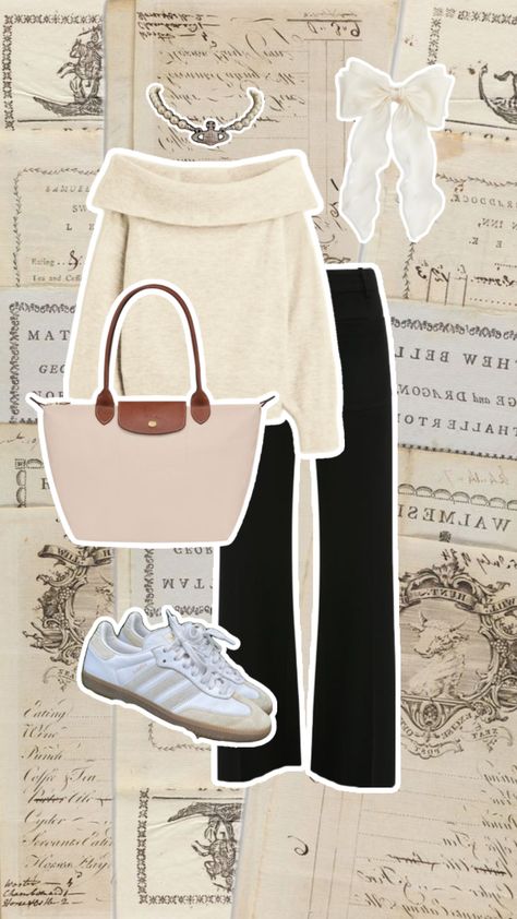 #college #school #outfit #cleangirl #inspo #fashion #fyp #beige #longchamp #smabas #adidas #viviennewestwood Study Abroad Outfits Winter, Beige Longchamp, Longchamp Bag Outfit, Longchamp Beige, Longchamp Outfit, Kdrama Outfits, Campus Outfit, Longchamp Bag, Work Fits