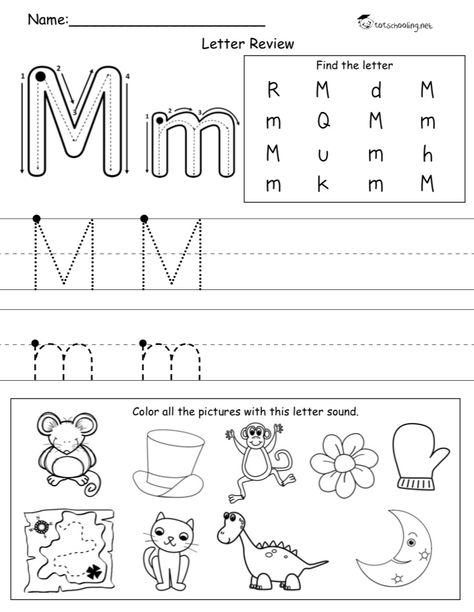 Letter M Worksheets, Preschool Letter Crafts, Color Worksheets For Preschool, Letter Recognition Worksheets, Alphabet Letter Crafts, Kindergarten Worksheets Free Printables, Preschool Tracing, Kids Homework, Literacy Worksheets