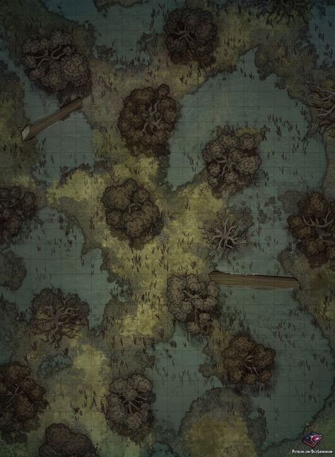 Swamp Map, Grid Rpg, Pathfinder Maps, Forest Map, Fantasy City Map, Dnd World Map, Map Making, Battle Map, Fantasy World Map