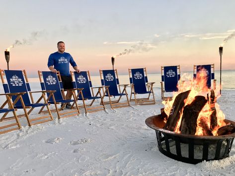 30A 30A Destin Beach Bonfires - $245 Beach fire services w/ smores for 30A, Destin, Santa Rosa Beach Wooden Beach Chairs, Miramar Beach Florida, Bonfire Pits, Santa Rosa Beach Florida, 30a Florida, 30a Beach, Beach Fire, Beachfront House, Beach Bonfire