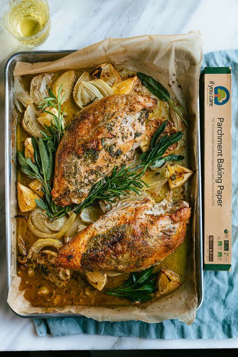 Sheet Pan Thanksgiving Dinner, Turkey Breast Recipes Thanksgiving, Thanksgiving Turkey Breast Recipes, Moist Turkey Breast, Thanksgiving Turkey Breast, Friendsgiving 2023, Thanksgiving Guide, Toasted Turkey, Herb Roasted Turkey Breast