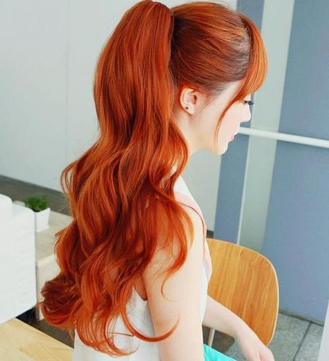 Hair Color Orange, Red Curly Hair, Long Red Hair, Hair Ponytail, Grey Hair Color, Long Straight Hair, Long Red, Orange Hair, Ginger Hair