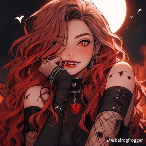 Red Hair Vampire, Red Hair Cartoon, Avatar Halloween, Girl With Red Hair, Female Vampire, Vampire Girls, Vampire Art, Girls With Red Hair, Japon Illustration