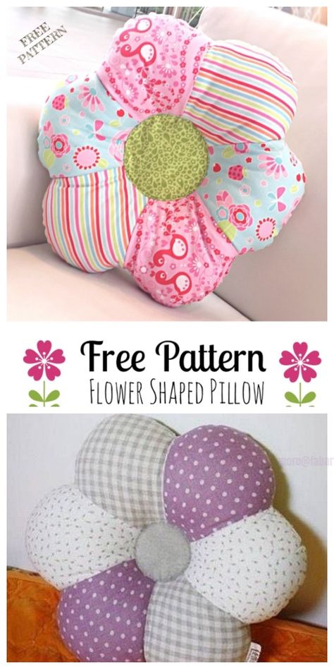 DIY Floral Pillow Free Sewing Patterns | Fabric Art DIY How To Hand Sew A Pillow, Daisy Pillow Sewing Pattern, Diy Sewing Pillows, Daisy Pillow Diy, Decorative Pillow Patterns Sewing, Pillow Diy Ideas How To Make, Sewing Decorative Pillows, Throw Pillow Sewing Pattern, Pillow Shapes Diy