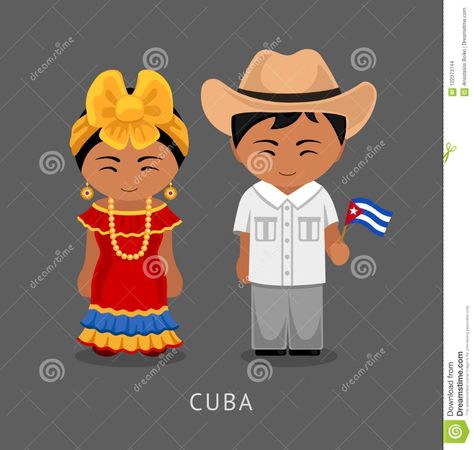 Cuban Dress, Cuba People, Travel To Cuba, Cuban Doll, National Clothes, Cuba Travel, National Dress, A Flag, Hispanic Heritage