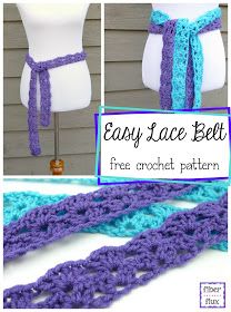 The Easy Lace Belt is a fun and super quick to crochet project that can be worn during all four seasons.  A simple two row lace constr... Belt Diy Ideas, Crochet Belts, Belt Crochet, Belt Diy, Belt Pattern, Lace Belt, Crochet Belt, Crafts Crochet, Crochet Lace Edging