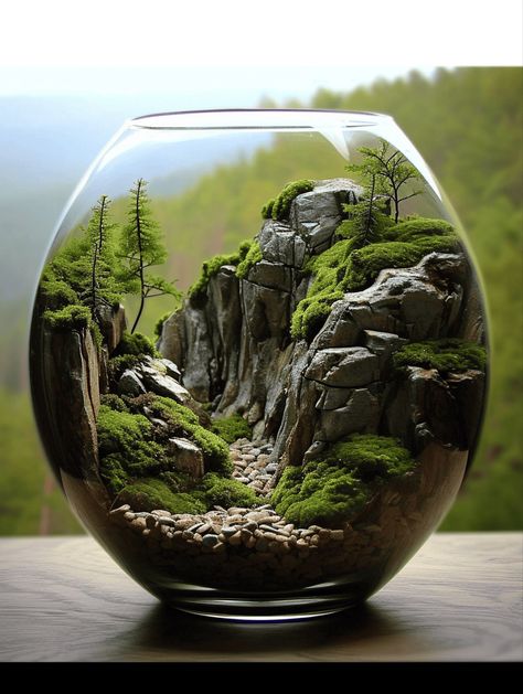 Garden In A Jar Terrarium, Terrarium Scene Ideas, Cactus Terrarium Ideas, Mountain Terrarium, Large Terrarium Ideas, Fairy Terrarium Ideas, Small Terrarium Ideas, Closed Terrarium Ideas, Terrarium Ideas Diy