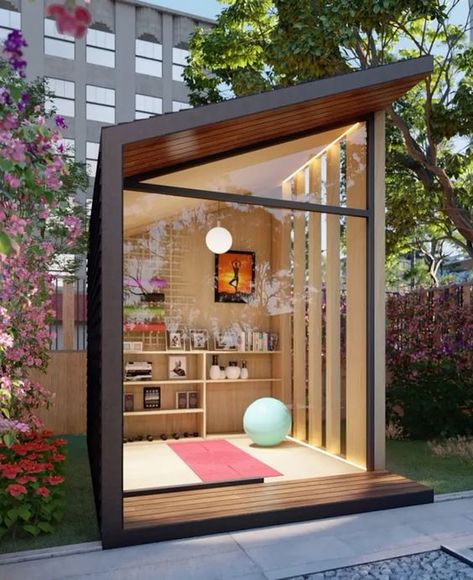 A “Monastically Inspired” Workspace Designed for One Outdoor Workspace, Work Pod, Working Station, Meditation Garden, Contemporary Home Office, Comfortable Office Chair, Wood Plastic Composite, Working Remotely, The Zen