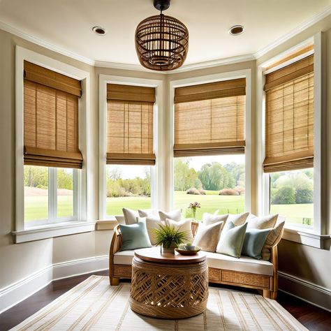 15 Curtain Ideas Bay Window Bay Window Shades Living Room, Curtains For Bay Window Dining Room, Roman Shades Bay Window, Bay Window Window Treatments, Curtains For Bay Window In Living Room, Curtains For Bay Window, Bay Window Living Room Layout, Bay Window Coverings, Bay Window Shades