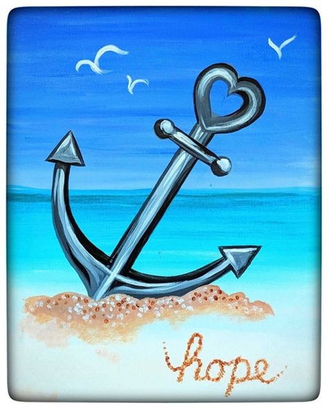 Anchor Canvas Paintings, Painting Simple Canvas, Vertical Paintings, Anchor Painting, Anchor Wallpaper, The Art Sherpa, Painting Simple, Nautical Wallpaper, Canvas Drawing