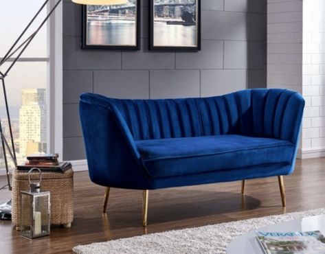 7 Navy Blue Loveseats For Stylish Homes #interiordesign #loveseats #navyblue Blue Loveseat, Gold Sofa, Tufted Loveseat, Cute Furniture, Pintura Exterior, Elegant Sofa, Best Sofa, Modern Furniture Living Room, Everly Quinn