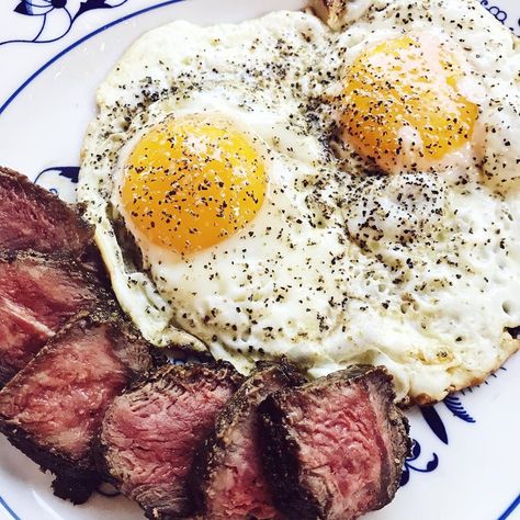 Steak and eggs! I love having leftover steak for breakfast! Can’t get over how good the @butcher_box Flat iron steak is! Start the day off right! Such an easy breakfast! #steakandeaggs #butcherbox #keto #breakfast #ketobreakfast #primalfood #lowcarb #lowcarbbreakfast #steak #eggs #steakforbreakfast Breakfast Steak And Eggs, Healthy Steak, Steak Eggs, Steak Breakfast, Eggs Dinner, Leftover Steak, The Recipe Critic, Easy Steak, Recipe Critic