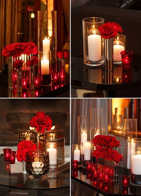 Candles Arrangements, Center Peices, Centrepiece Ideas, Candles And Flowers, Red Weddings, Colin Cowie Wedding, Colin Cowie, Red Wedding Decorations, Candles Flowers