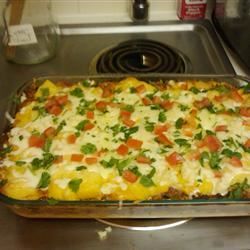 Mexican Polenta, Chicken Polenta, Polenta Casserole, Green Chile Chicken Enchilada Casserole, Seasoned Turkey, Turkey Ground, Baked Polenta, Chicken Enchilada Casserole Recipe, Green Chile Chicken Enchiladas