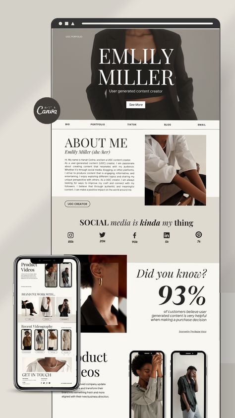#Ugc_Website_Template #Ugc_Portfolio_Template_Canva #Canva_Website_Template #Graphic_Design_Website_Portfolio Ugc Website Template, Ugc Portfolio Template Canva, Marketing Portfolio Website, Canva Website Template, Graphic Design Website Portfolio, Portfolio Aesthetic, Portfolio Marketing, Social Media Portfolio, Cv Website