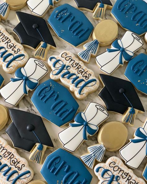 Nurse Cookies, Graduation Food, Super Cookies, Blue Party Decorations, Royal Iced Cookies, Cookie Craft, Sugar Cookie Royal Icing, Graduation Party Planning, Iced Sugar Cookies