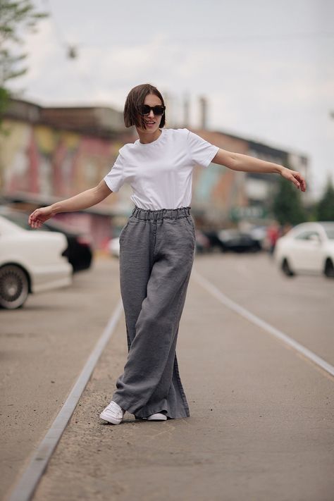 Linen Pants Wide Leg Classic Linen Pants Casual Formal Linen - Etsy Summer Pants Women, Pants Linen, Linen Clothing, Wide Leg Linen Pants, Linen Pants Women, Women Pants, Organic Linens, Pants Casual, Pants Wide Leg