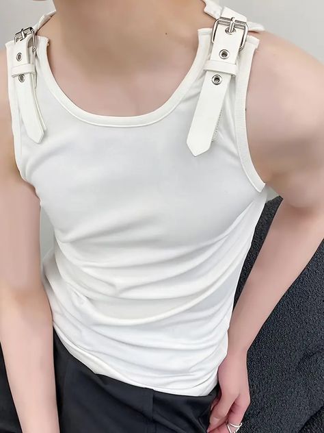 Men Tank Tops Sleeveless Streetwear O neck Vests - Temu Winter Fashion Jackets, Korean Casual, Sleeveless Pullover, Hem Design, Strap Design, Mens Fashion Summer, Mens Vest, Knit Vest, Mens Clothing Styles