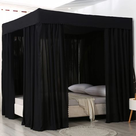 JOYLIFE Twin Canopy Bed Curtain Lightproof Bed Canopies&Drapes Bed Canopy for Girls Home and Bed Decor (Black, Twin) Bed Canopy Curtains, Canopy Bed Curtain, Curtain Canopy, Black Canopy Bed, Adult Bedroom Decor, Bed Canopies, Simple Bed Designs, Curtains Design, Canopy Bed Curtains