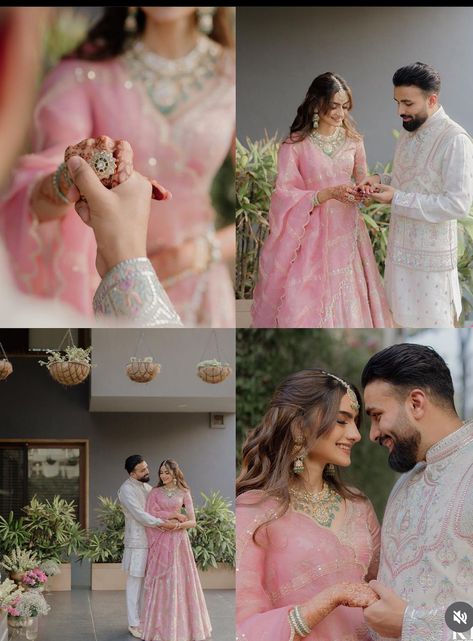 Poses For Engagement Pictures Indian Family, Engagement Photo Indian, Engagement Couple Pics Indian, Poses For Wedding Pictures Indian, Engagement Dress Indian Couple, Wedding Picture Ideas Indian, Couple Picture Collage Ideas, Engagement Indian Outfit Couple, Indian Engagement Aesthetic