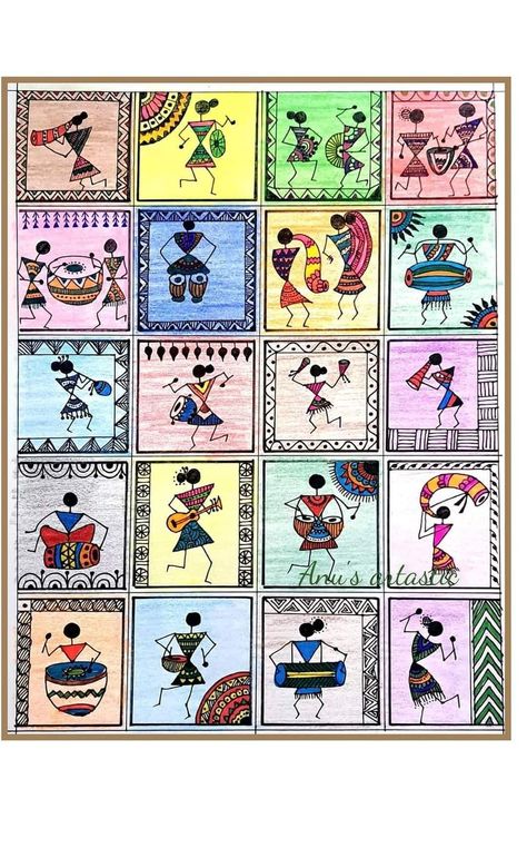 Art & craft ideas Art Craft Ideas, Worli Painting, Warli Art, Coaster Art, Canvas Art Projects, Diwali Decoration, Beautiful Art Paintings, Borders Design, Madhubani Art