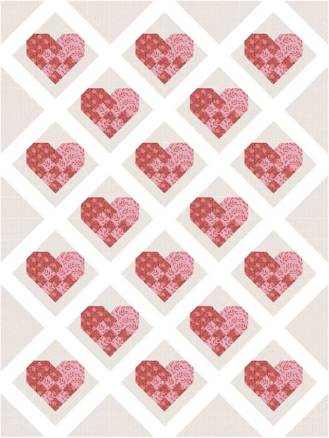 Woven Hearts: Free Pattern for a Classic Swedish Heart Quilt Heart Shaped Quilt Pattern, Woven Hearts Pattern, Heart Quilt Blocks Free Pattern, Fruit Quilt, Alabama Quilt, Pineapple Quilt Block, Quilt Design Wall, Twin Quilt Pattern, Pineapple Quilt