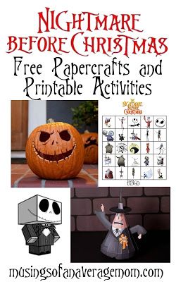 Nightmare before Christmas free papercrafts printable activities and games Nightmare Before Christmas Crafts, Papercrafts Printable, Nightmare Before Christmas Games, Nightmare Before Christmas Kids, Nightmare Before Christmas Pumpkin, Halloween Buffet, Sally Skellington, Christmas Pumpkins, Nightmare Before Christmas Decorations