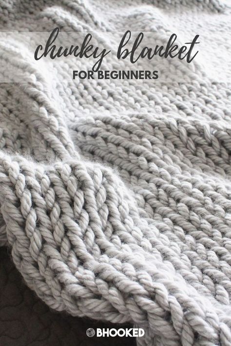 Quick and easy chunky knit blanket. Click through for the free pattern and beginner friendly tutorial! #BHooked #Knitting #FreeKnittingPattern Knit Blanket For Beginners, Chunky Knit Blanket Pattern, Easy Blanket Knitting Patterns, Diy Knit Blanket, Giant Knit Blanket, Head Warmer, Knitting Patterns Free Blanket, Chunky Crochet Blanket, Debbie Macomber