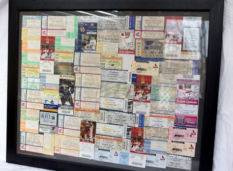 We love this idea, use all your ticket stubs from holidays and concerts to make some DIY Artwork! Travel Art Projects, Concert Ticket Display, Ticket Display, Concert Ticket Gift, Zimmer Diy, Ticket Stubs, Diy Artwork, I'm With The Band, Concert Tickets