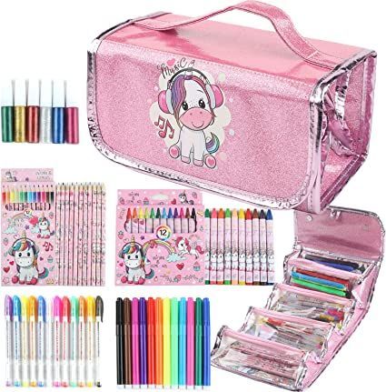 Kids Art And Craft, Scented Markers, Art Supplies For Kids, Unicorn Pencil, Unicorn Pencil Case, Gel Pens Coloring, Magnetic Drawing Board, Art Sets For Kids, Art Pens And Markers