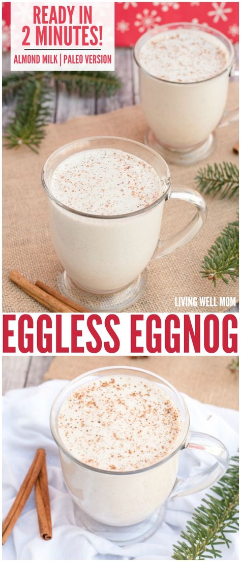 Eggless Eggnog Recipe, Eggless Eggnog, Almond Milk Egg Nog, Dairy Free Egg Nog, Vegan Eggnog, Homemade Eggnog, Vegan Egg, Christmas Recipes Appetizers, Eggless Recipes