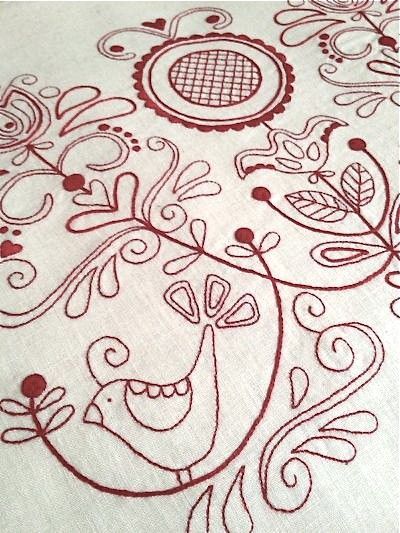 Scandinavian embroidery Folk Motif, Scandinavian Embroidery, Swedish Embroidery, Embroidery Pillow, Redwork Embroidery, Pola Sulam, Red Thread, Red Embroidery, Folk Embroidery