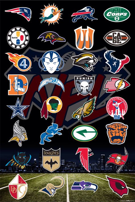 Superhero NFL Nfl Super Bowl History, Nfl Football Logos, Nfl Logos, Nfl Football Art, Sneakers Jordan, Sports Posters, Nfl Photos, Eagles Nfl, Football Team Logos