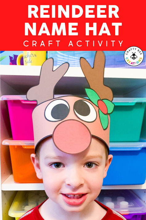 Reindeer Crafts For Preschoolers, Reindeer Hat Craft, Hat Crafts For Kids, Christmas In The Classroom, December Kindergarten, Motivate Students, Reindeer Hat, Free Printable Crafts, December Crafts